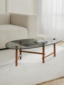 Skleněný konferenční stolek v organickém tvaru Pond, Tmavé ořechové dřevo, Š 114 cm, H 62 cm