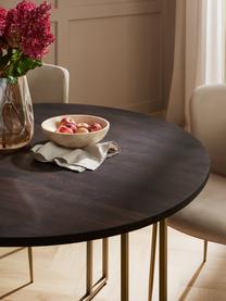 Tavolo rotondo in legno di mango Luca, in verie misure, Struttura: metallo verniciato a polv, Legno di mango, dorato, Ø 120 x Alt. 75 cm