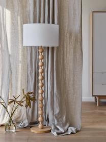 Stojací lampa  s dřevěným podstavcem Shona, Bílá, jasanové dřevo, Ø 50 cm, V 149 cm