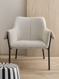 Fotel wypoczynkowy bouclé Effekt, Tapicerka: 100 % poliester, Stelaż: metal powlekany, Biały bouclé, S 75 x G 64 cm