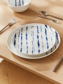 Porcelánový snídaňový talíř s akvarelovým dekorem Amaya, 2 ks, Porcelán, Bílá, modrá, Ø 21 cm, V 2 cm