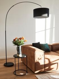 Grote booglamp Niels, Lampvoet: gepoedercoat metaal, Lampenkap: textiel, Zwart, B 157 x H 218 cm