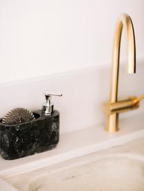 Distributeur de savon aspect marbre Bubble, 2 élém., Noir, marbré, couleur argentée, larg. 19 x haut. 16 cm