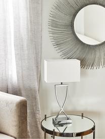 Grote klassieke tafellamp Vanessa in zilverkleur, Lampvoet: metaal, Lampenkap: textiel, Chroomkleurig, wit, B 27 x H 52 cm