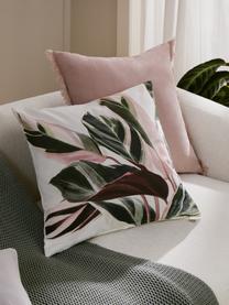Federa arredo in cotone con motivo floreale Triostar, 100% cotone, Verde scuro, rosa, bianco crema, Larg. 50 x Lung. 50 cm