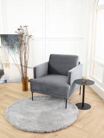 Fauteuil en velours pieds en métal Fluente, Tissu gris foncé, larg. 74 x prof. 85 cm