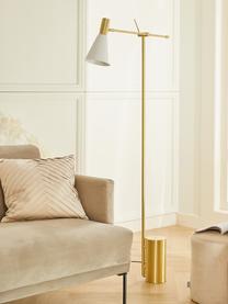 Leeslamp Sia in wit-goudkleur, Lampenkap: gepoedercoat metaal, Lampvoet: vermessingd metaal, Wit, messingkleurig, D 60 x H 162 cm