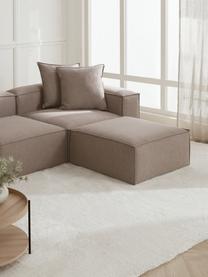 Canapé modulaire 4 places tissu brun avec pouf Lennon, Tissu brun, larg. 327 x prof. 207 cm