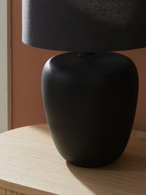 Lampada grande da tavolo in ceramica Eileen, Paralume: lino (100 % poliestere), Base della lampada: ceramica, Nero, opaco, Ø 33 x Alt. 48 cm