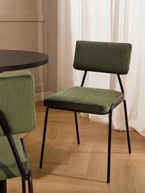 Corduroygestoffeerde stoelen Mats in groen, 2 stuks, Poten: gepoedercoat metaal, Corduroy groen, B 50 x H 80 cm