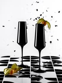 Kieliszek do szampana Etna, 2 szt., Szkło kryształowe, Czarny, Ø 8 x W 26 cm, 280 ml