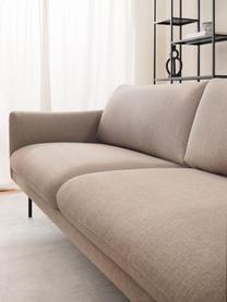 Canapé d'angle avec pieds en métal Moby, Tissu taupe, larg. 280 x prof. 160 cm, méridienne à gauche