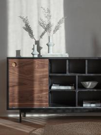 Aparador de madera Barbican, 2 puertas correderas, Patas: metal con pintura en polv, Estructura: tablero de melamina, made, Madera oscura, negro, An 160 x Al 75 cm