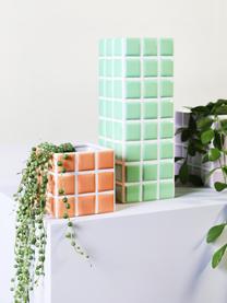 Design vaas Tile met tegellook, Dolomietensteen, Lichtgroen, wit, B 11 x H 28 cm