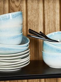 Handgemachte Suppenteller Amalia mit effektvoller Glasur, 2 Stück, Porzellan, Hellblau, Cremeweiß, Ø 20 cm