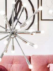 Grote hanglamp Spike in chroom, Lampenkap: verchroomd metaal, Baldakijn: verchroomd metaal, Chroomkleurig, Ø 90 cm