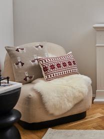 Dwustronna poszewka na poduszkę z dzianiny Alpaka, 100% bawełna, Beżowy, ciemny czerwony, biały, S 45 x D 45 cm