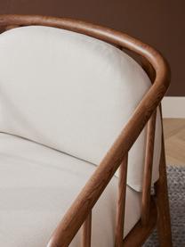 Fauteuil lounge en bois de chêne Balin, Tissu beige, bois de chêne foncé, larg. 79 x long. 73 cm