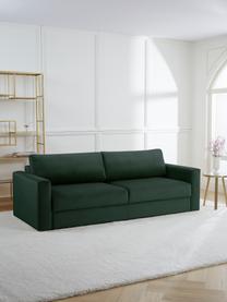Divano letto 3 posti in velluto  con contenitore Tasha, Rivestimento: velluto (100% poliestere), Struttura: legno di pino massiccio, , Piedini: materiale sintetico, Velluto verde, Larg. 235 x Prof. 100 cm