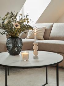 Runder Couchtisch Antigua mit Glasplatte in Marmor-Optik, Tischplatte: Glas, matt bedruckt, Gestell: Stahl, pulverbeschichtet, Marmor-Optik Weiß, Schwarz, Ø 80 cm
