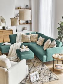Sofa narożna z aksamitu z metalowymi nogami Fluente, Tapicerka: aksamit (wysokiej jakości, Nogi: metal malowany proszkowo, Aksamitny jasny zielony, S 221 x G 200 cm