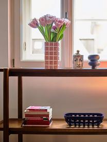 Vaso di design effetto piastrellato Tile, Pietra dolomitica, Rosa, bianco, Larg. 11 x Alt. 21 cm