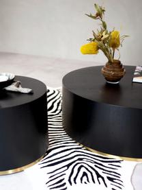 Okrúhly konferenčný stolík v čiernej farbe Clarice, Konštrukcia: jaseňové drevo, lakované čierne Nohy: odtiene zlatej, Ø 60 x V 40 cm