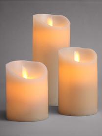 Komplet świec LED Glowing Flame, 3-elem., Parafina, tworzywo sztuczne, Odcienie kremowego, Komplet z różnymi rozmiarami