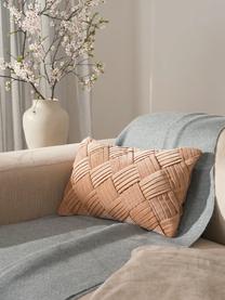 Housse de coussin rectangulaire velours brun clair Sina, Velours (100 % coton), Brun clair, larg. 30 x long. 50 cm