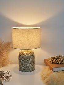 Tafellamp Tender Pearl, Lampenkap: stof, Lampvoet: keramiek, Crèmewit, greige, Ø 23 x H 36 cm