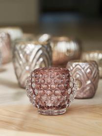 Bougeoir fait main Doria, Verre, Rose, Ø 9 x haut. 8 cm