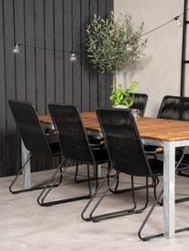 Sillas con reposabrazos de exterior Bois, 2 uds., Asiento: cuerda recubierta, Estructura: metal pintado, Reposabrazos: teca, Negro, teca, An 60 x F 63 cm