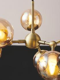 Design Pendelleuchte Atom aus Glas, Lampenschirm: Glas, Baldachin: Kunststoff, Messingfarben, Bernsteinfarben, Ø 57 x H 28 cm