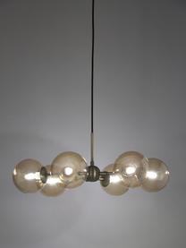 Lámpara de techo de vidrio de diseño Atom, Pantalla: vidrio, Anclaje: plástico, Cable: cubierto en tela, Latón, ámbar, Ø 57 x Al 28 cm