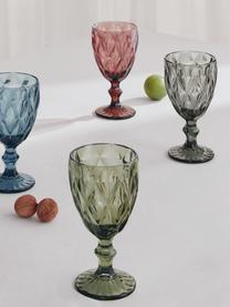 Weingläser Colorado mit Strukturmuster, 4er-Set, Glas, Grün, Beere, Blau, Grau, Ø 9 x H 17 cm