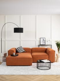 Chaise longue hoekmodule Lennon, Bekleding: 100% polyester De slijtva, Frame: massief grenenhout, FSC-g, Poten: kunststof, Geweven stof terracotta, B 119 x D 180 cm, hoekdeel links