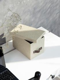 Caja Kristina II, 2 uds., Caja: canvas, cartón rígido (10, Asa: cuero, Beige, An 14 x Al 15 cm