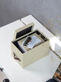 Aufbewahrungsbox Kristina II, 2 Stück, Box: Canvas, fester Karton (10, Griff: Leder, Beige, B 14 x H 15 cm