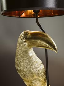 Große Tischlampe Toucan aus vergoldetem Kalkstein, Lampenfuß: 55% Kalkstein, 45% Polyre, Schwarz, Goldfarben, Ø 38 x H 70 cm