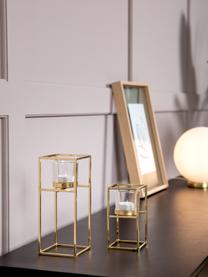 Teelichthalter-Set Tonia, 2-tlg., Windlicht: Glas, Gestell: Metall, beschichtet, Messingfarben, Set mit verschiedenen Größen