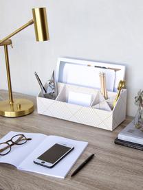 Organizador de escritorio Elisa, Cartón laminado macizo, Dorado, blanco, An 33 x Al 13 cm