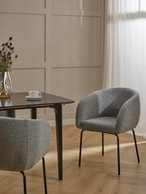 Bouclé fauteuils Alani, 2 stuks, Bekleding: 100 % polyester Met 10.00, Poten: gepoedercoat metaalkleuri, Bouclé grijs, B 58 x H 78 cm