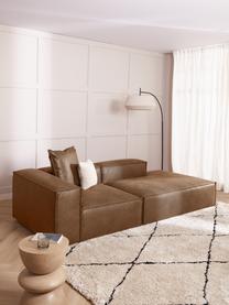 Diván modular de cuero reciclado Lennon, Tapizado: cuero reciclado (70% cuer, Estructura: madera de pino maciza, ma, Patas: plástico Las patas están , Cuero marrón, An 269 x F 119 cm, respaldo izquierdo