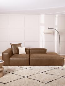 Diván modular de cuero reciclado Lennon, Tapizado: cuero reciclado (70% cuer, Estructura: madera de pino maciza, ma, Patas: plástico Las patas están , Cuero marrón, An 269 x F 119 cm, respaldo izquierdo