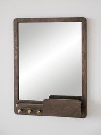 Espejo de pared con estantes de roble Inverness, Parte trasera: tablero de fibras de dens, Espejo: cristal, Roble, marrón pintado, An 45 x Al 60 cm