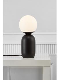 Lámpara de mesa pequeña Notti, Pantalla: vidrio opalino, Cable: cubierto en tela, Blanco, negro, Ø 15 x Al 35 cm