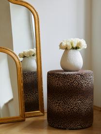 Fluwelen poef Daisy met bruin luipaardpatroon, Bekleding: fluweel (polyester)., Frame: multiplex, Bruin, Ø 38 x H 45 cm