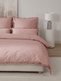 Pościel z bawełny z chwostami Polly, Brudny różowy, 200 x 200 cm + 2 poduszki 80 x 80 cm