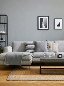 Sofa narożna z metalowymi nogami Cucita (3-osobowa), Tapicerka: tkanina (100% poliester) , Nogi: metal lakierowany, Jasny szary, S 262 x G 163 cm