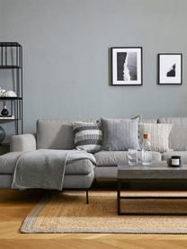 Divano angolare 3 posti con piedini in metallo Cucita, Rivestimento: tessuto (100% poliestere), Struttura: legno di pino massiccio, , Tessuto grigio chiaro, Larg. 262 x Prof. 163 cm, chaise longue a destra